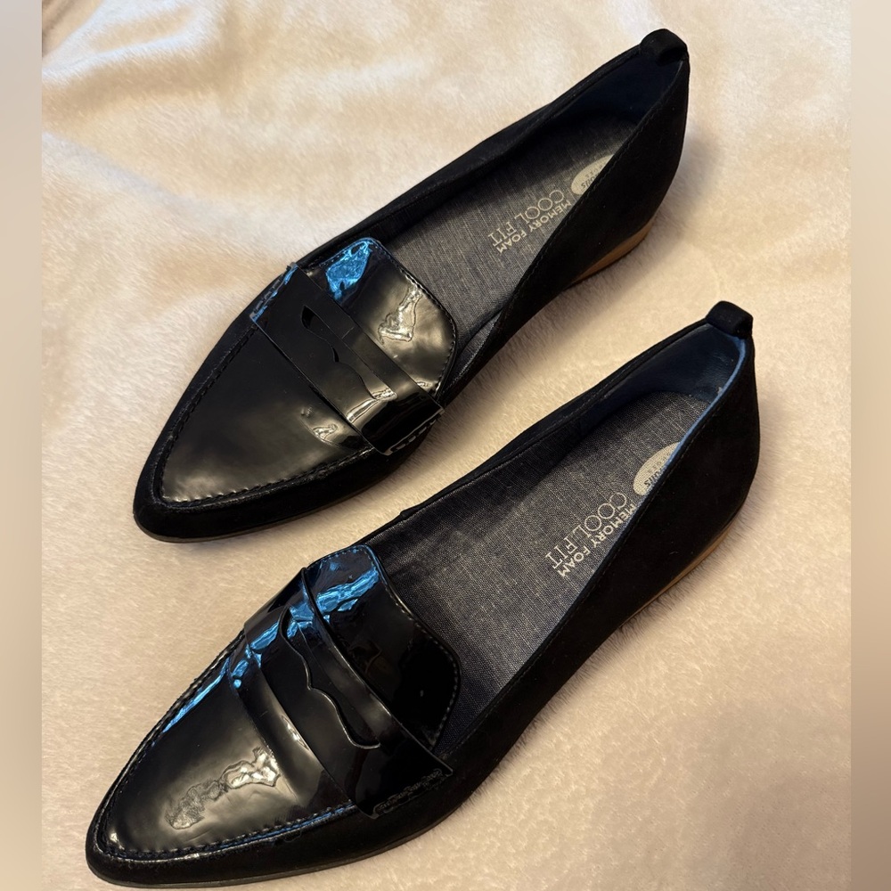 Dr. Scholls Black Eclipse Memory Foam Penny Loafer Flats, Sz 9